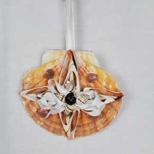 Vtg seashell scalloped shell ornament wall decor nautical sea star